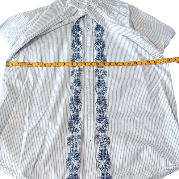 Pronto-Uomo Hand Stitched Shirt Mens Size XL Blue Stripe Button Down Cotton - Picture 11 of 12
